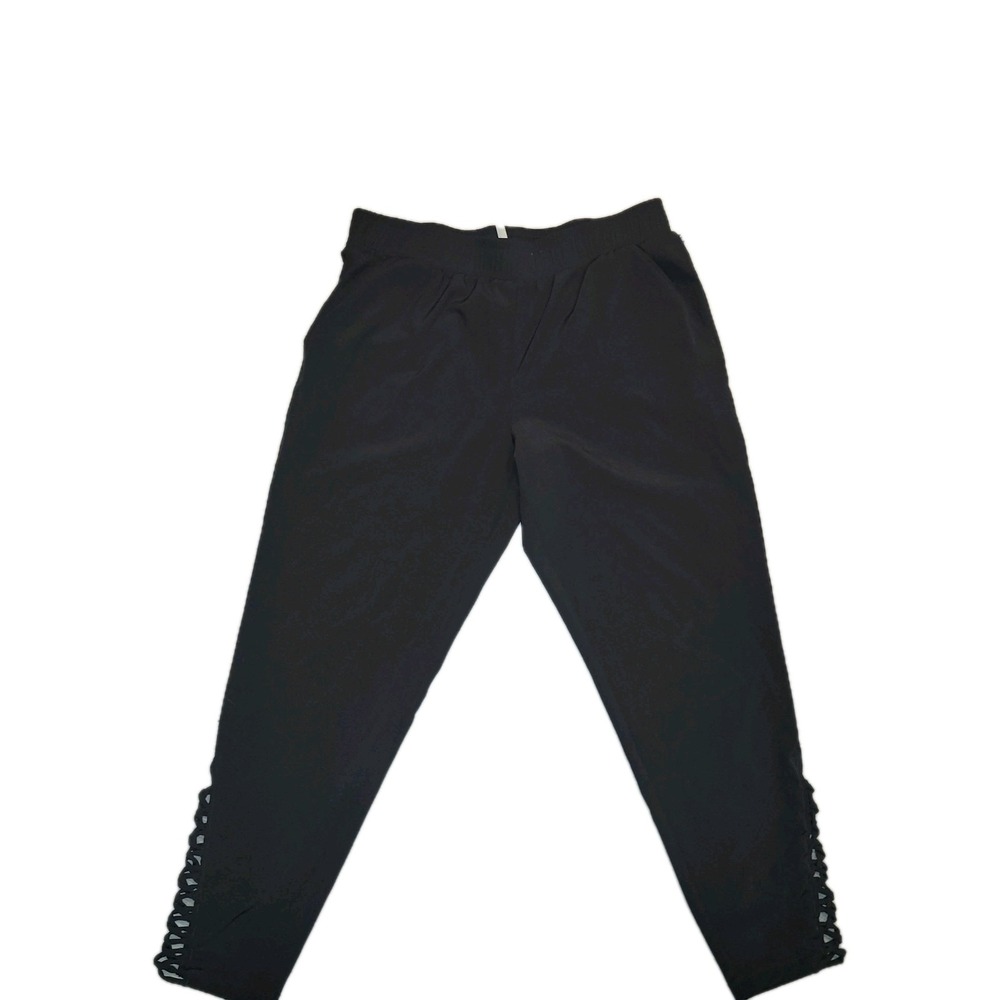 Fabletics Women's L Black Ultra Cool Leggings High Waisted braided Open Leg Sexy